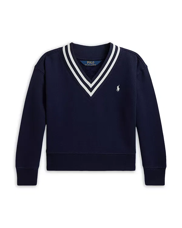 Детский свитшот для девочек с полосками Ralph Lauren, темно-синий