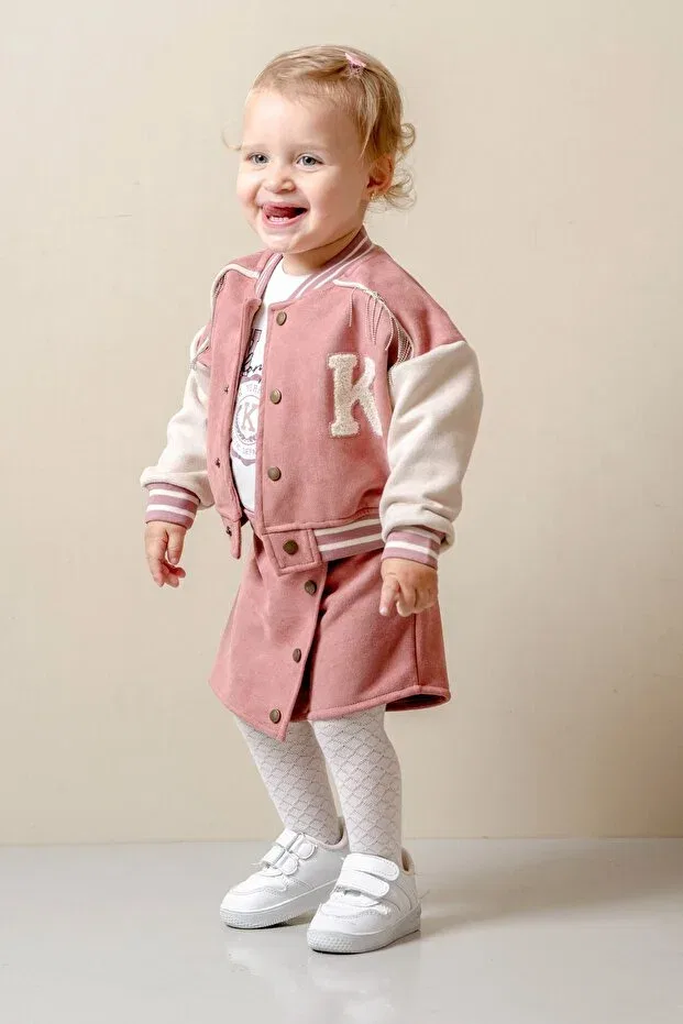 Детский комплект для девочек из велюра Jnf Kids, Pink — фото 4