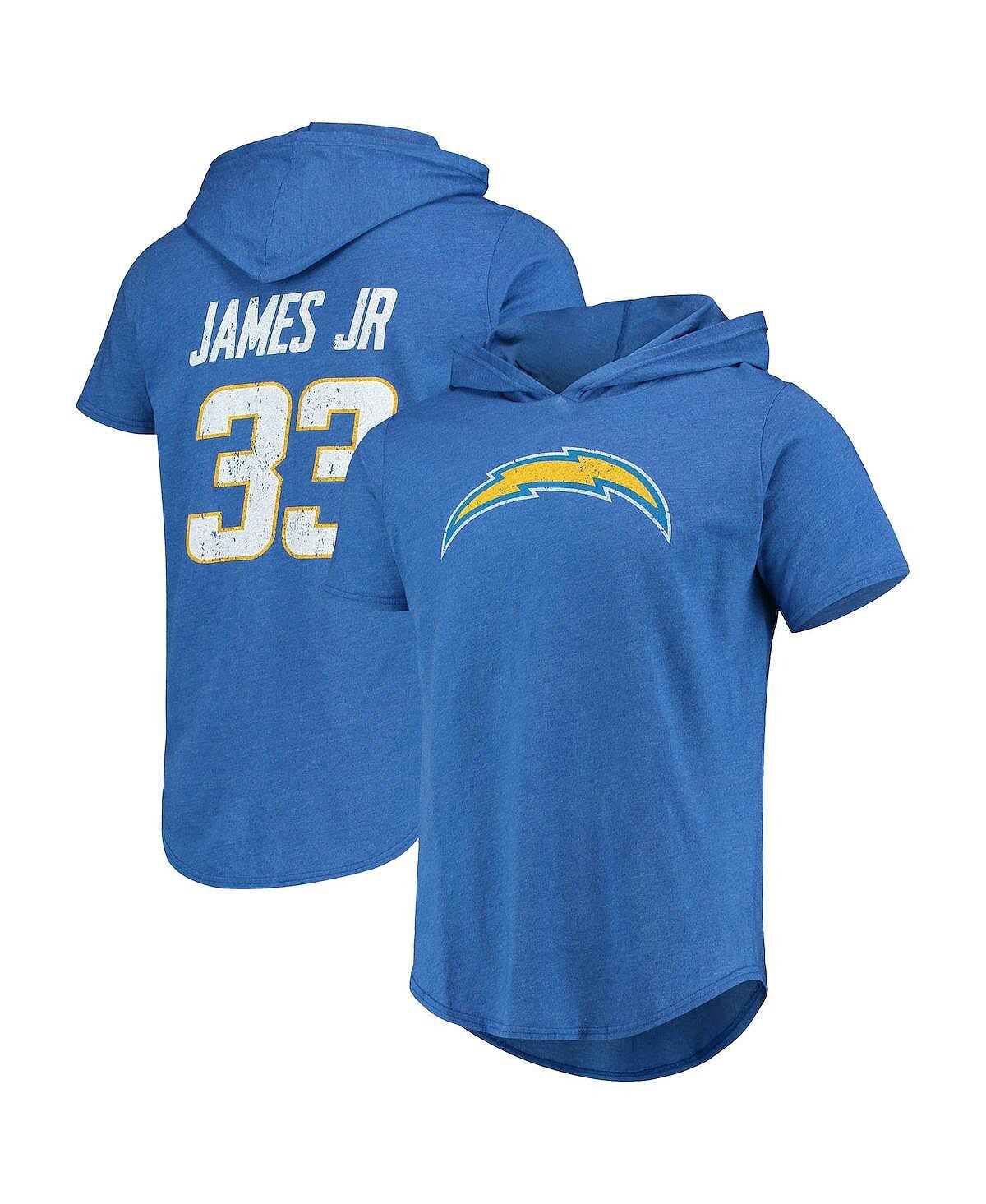 

Мужская футболка с капюшоном derwin james jr. heathered powder blue los angeles chargers с именем и номером игрока tri-blend hoodie Majestic, синий