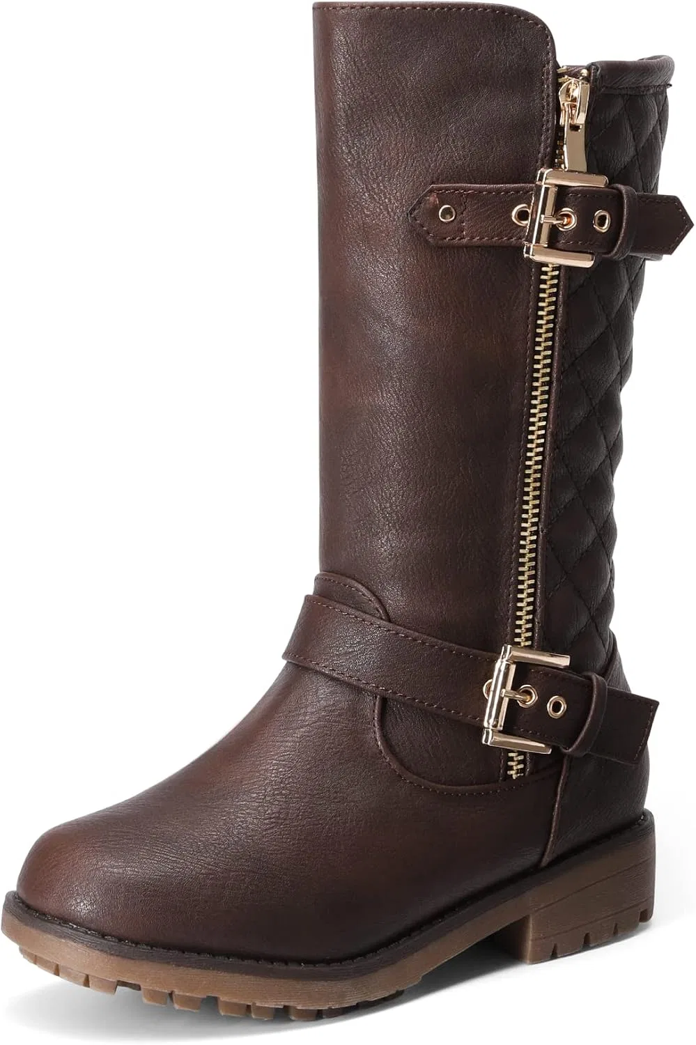 Детские зимние сапоги для девочек с подкладкой из искусственного меха DREAM PAIRS, Brown