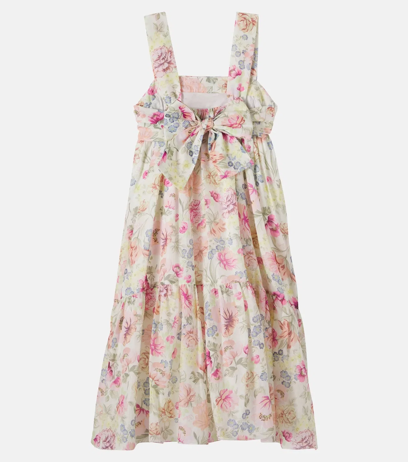 Платье хлопковое с цветочным принтом Chloé Kids, белый — фото 3