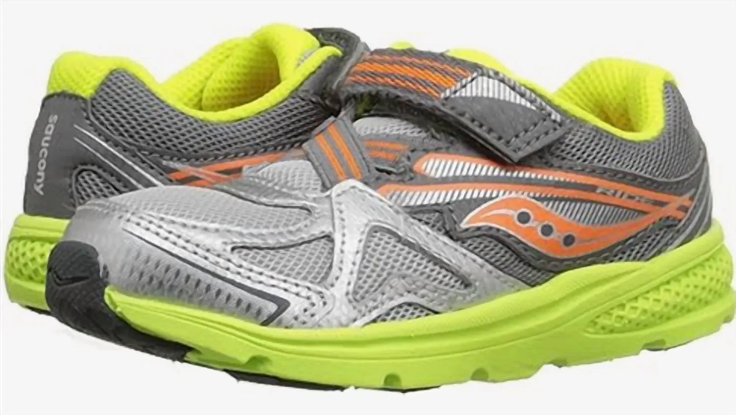 Детские кроссовки для мальчиков с шнуровкой и липучками Ride Sneakers SAUCONY, Green Gray Orange — фото 2