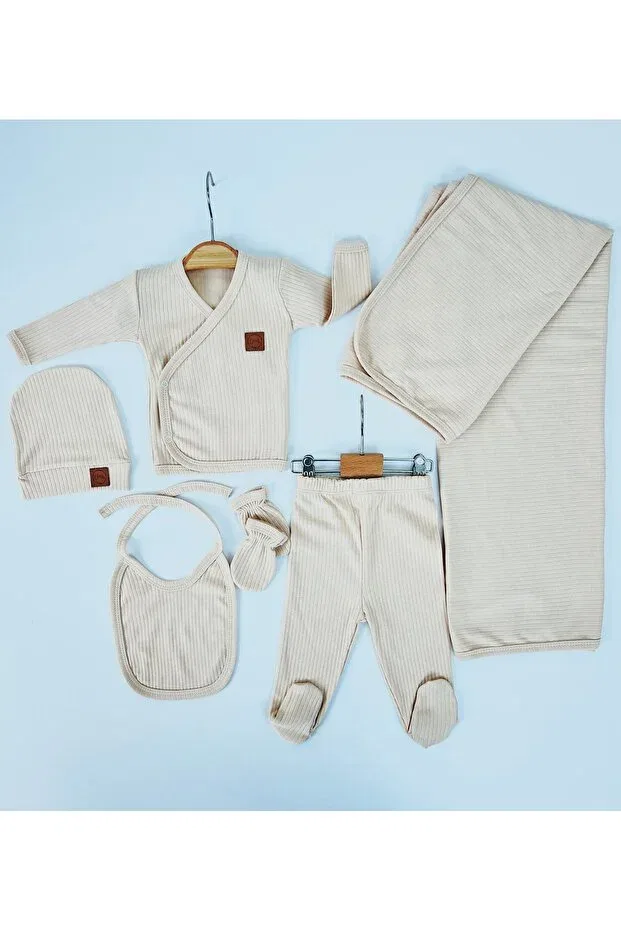 Детский комплект одежды для новорожденных из хлопка Omy, Beige — фото 4