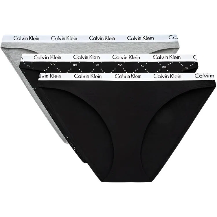 Женские трусы-слипы комплект из 3 штук Calvin Klein, Space Black/Coconut Green Gray/Letter Black