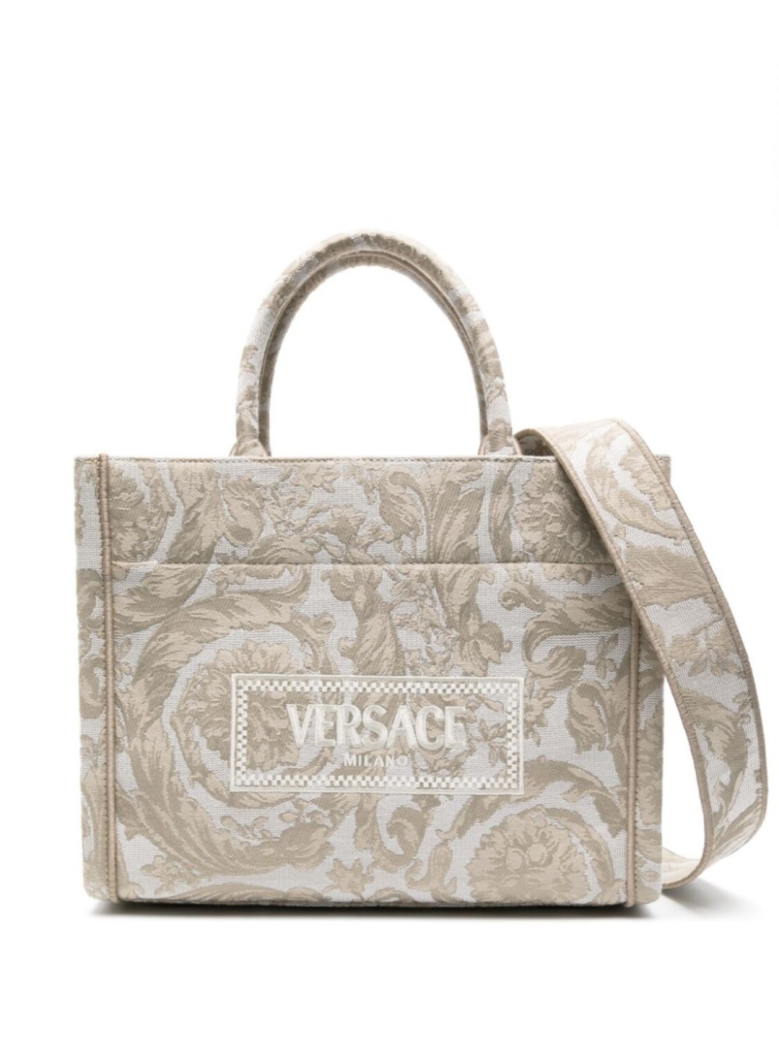 

Маленькая сумка-тоут Versace Barocco Athena, нейтральный цвет