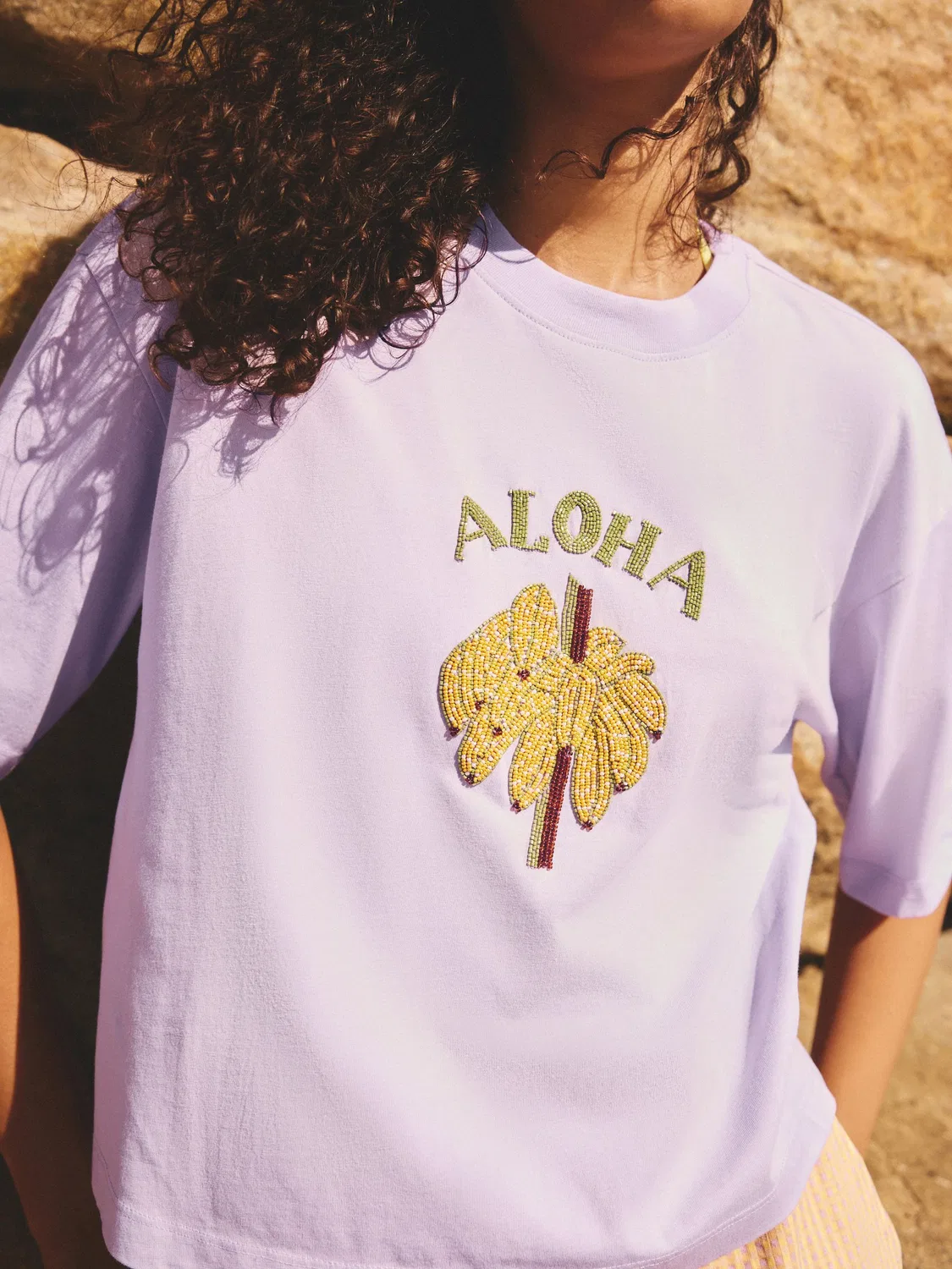 Футболка с вышивкой Aloha Next, фиолетовая — фото 4