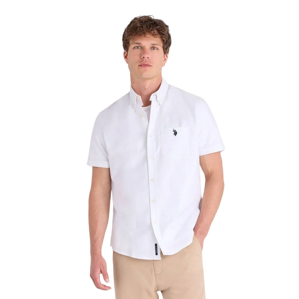 Мужская рубашка U.S. Polo Assn. Short Sleeve Stretch Oxford, белый