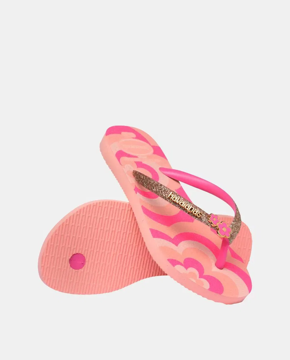 Детские шлепанцы с блестками Slim Glitter Havaianas, Estampado — фото 4