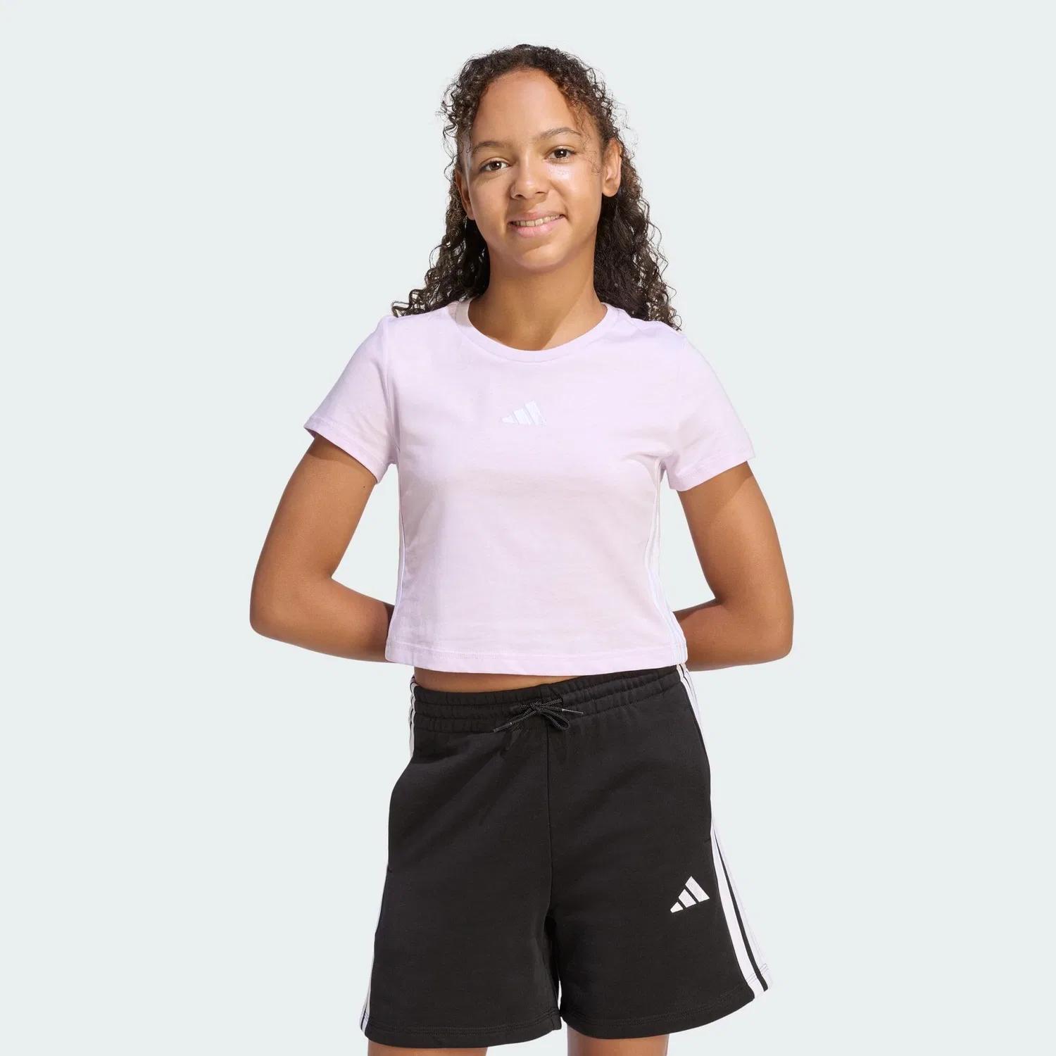 Детская хлопковая футболка Essentials T-Shirt Adidas, Helllila Weiss