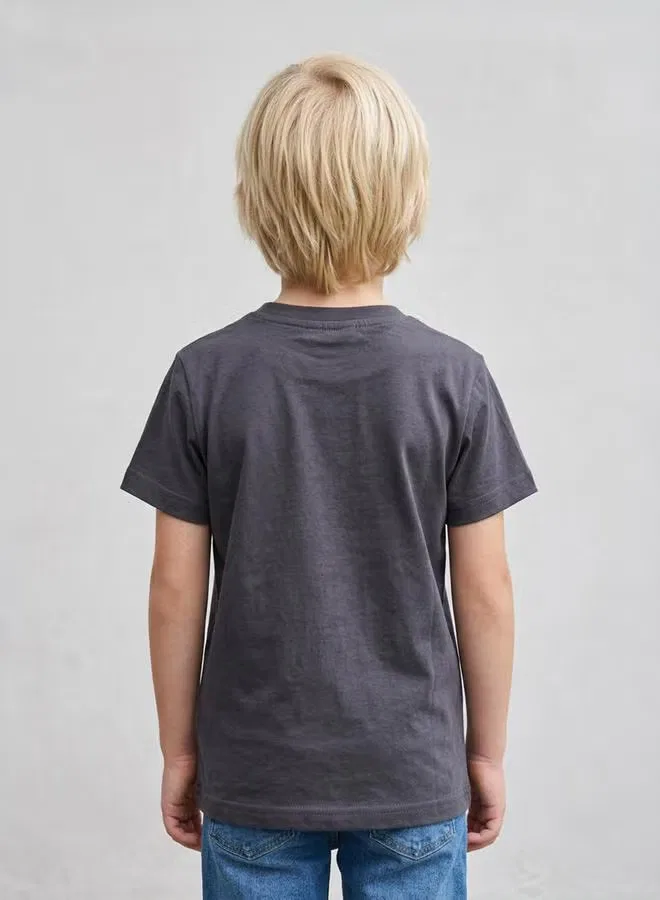 Футболка с графическим принтом Boys Graphic Print Regular Fit Take Two, угольный — фото 3