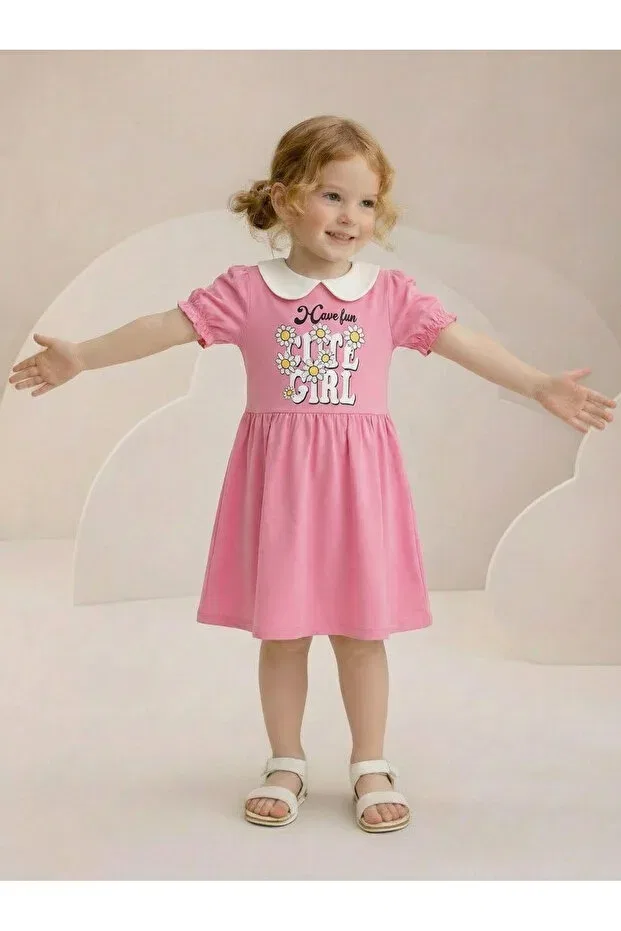 Детское платье для девочек с цветочным принтом Esila Kids, Pink — фото 3