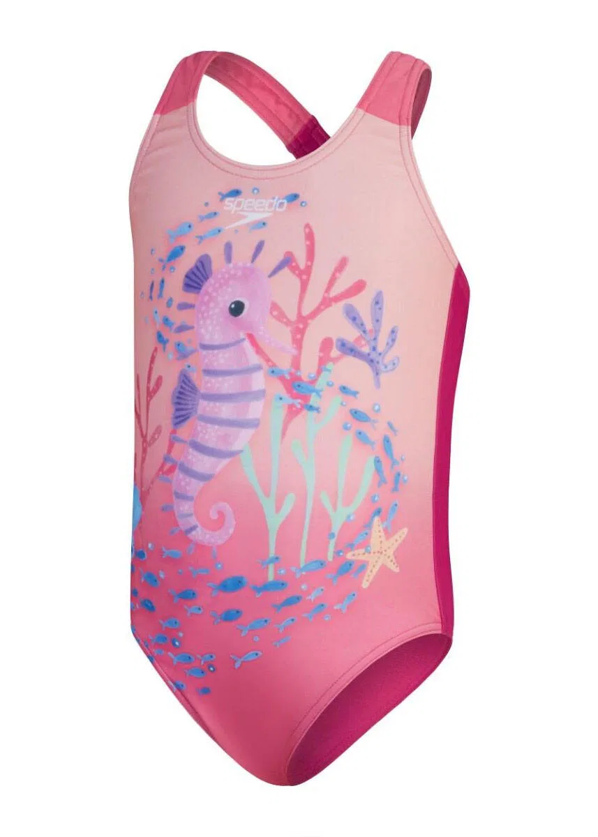 Детский купальник с принтом Speedo, Роза/Коралл/Фиолетовый