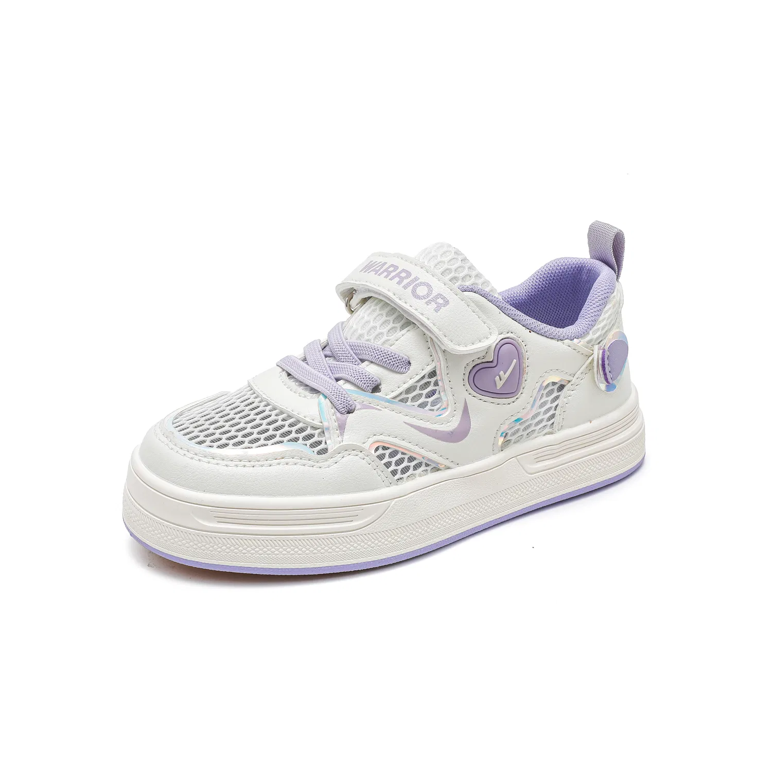 Детские кеды для девочек из экокожи Beige Purple WARRIOR
