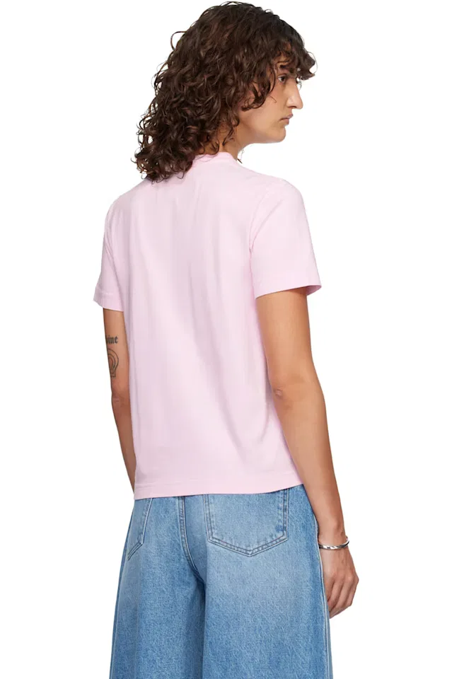 Розовая футболка с корким рукавом из грогрена Jacquemus — фото 3