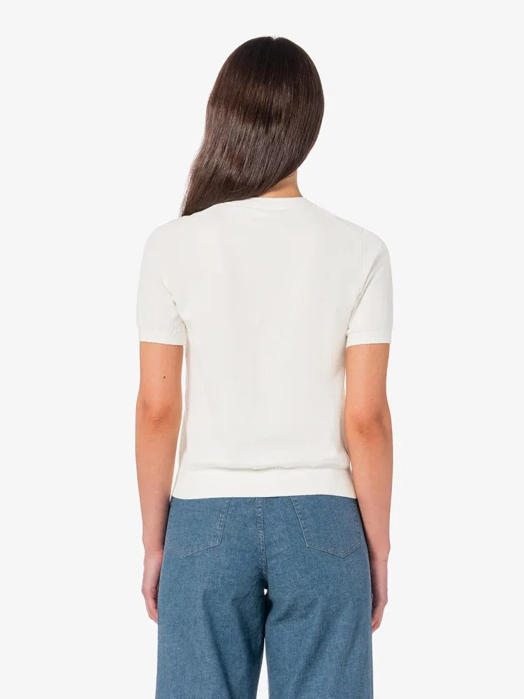Свитер женский LACOSTE White, базовый пуловер с круглым вырезом — фото 3