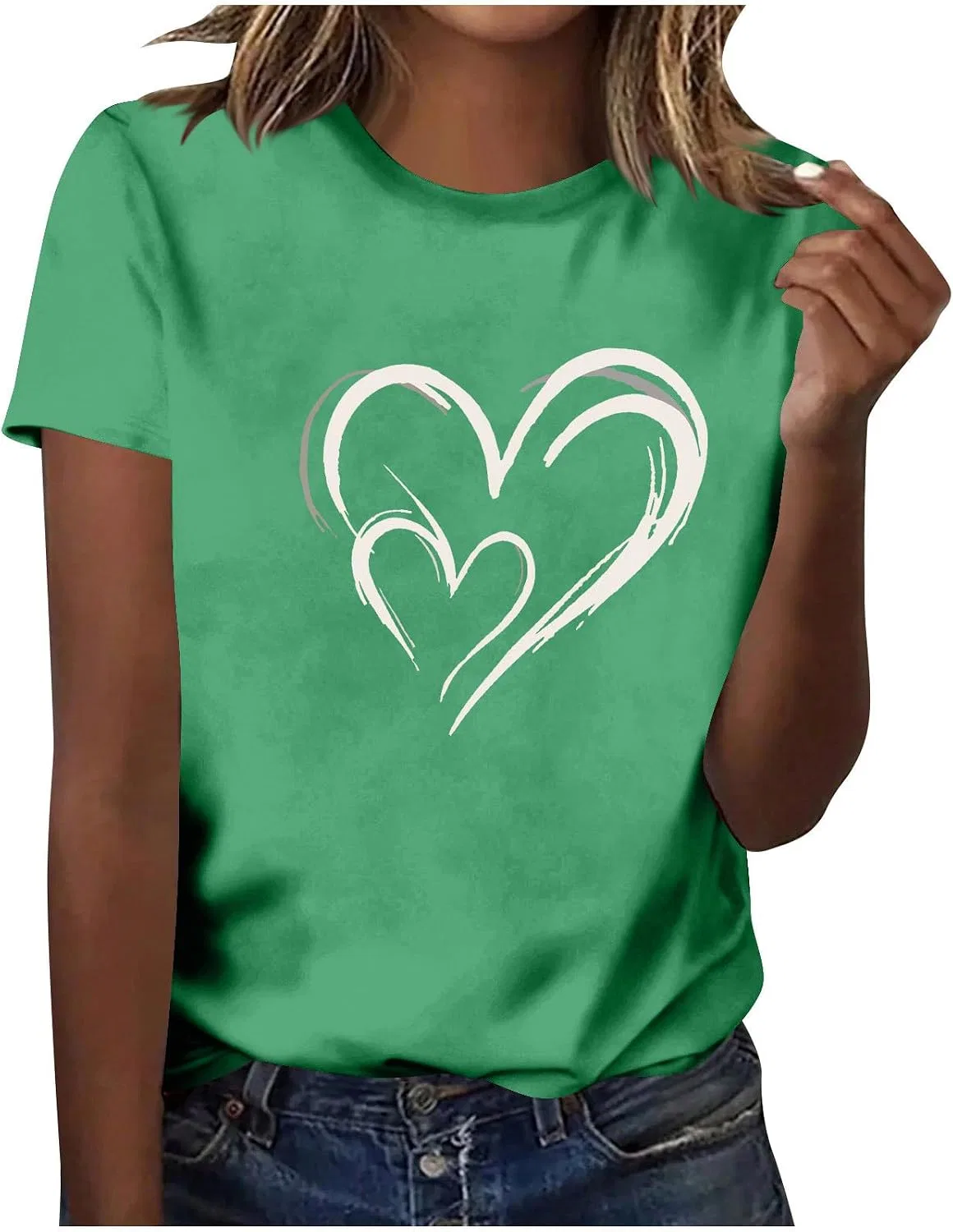 Женская футболка с сердцем Tie Dye, Green