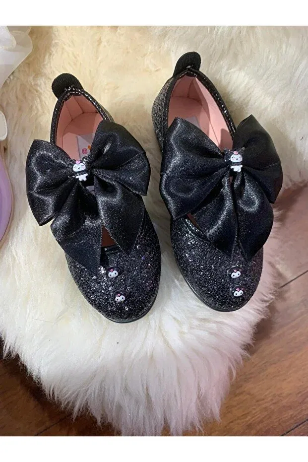Детские балетки для девочек с принтом Kuromi black ballet flats 3B Kids, Black — фото 3