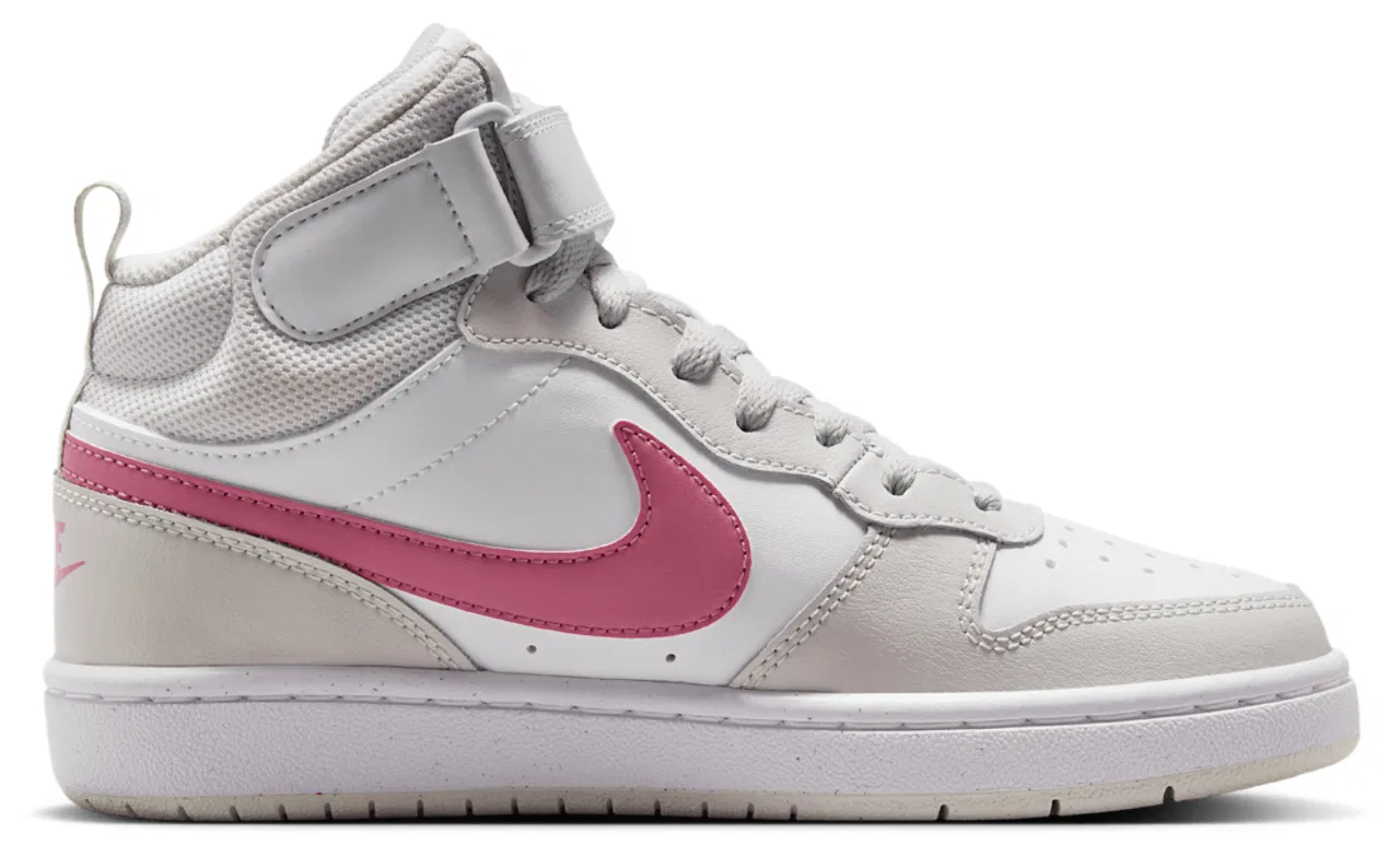 Кроссовки для мальчиков Court Borough Mid 2 Nike, цвет White/Peony/Vast Grey