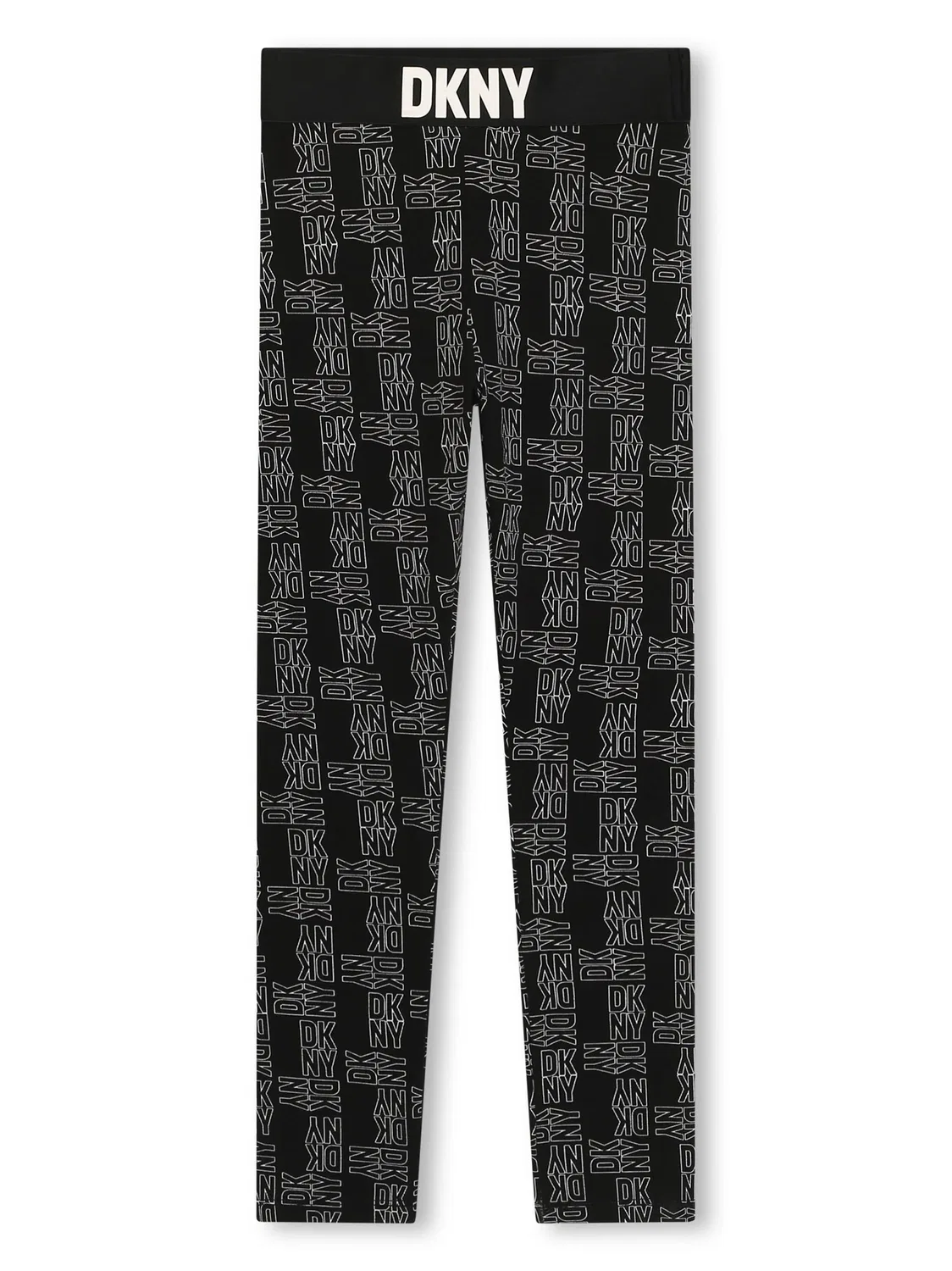 Леггинсы с монограммой и эластичным поясом DKNY, черный