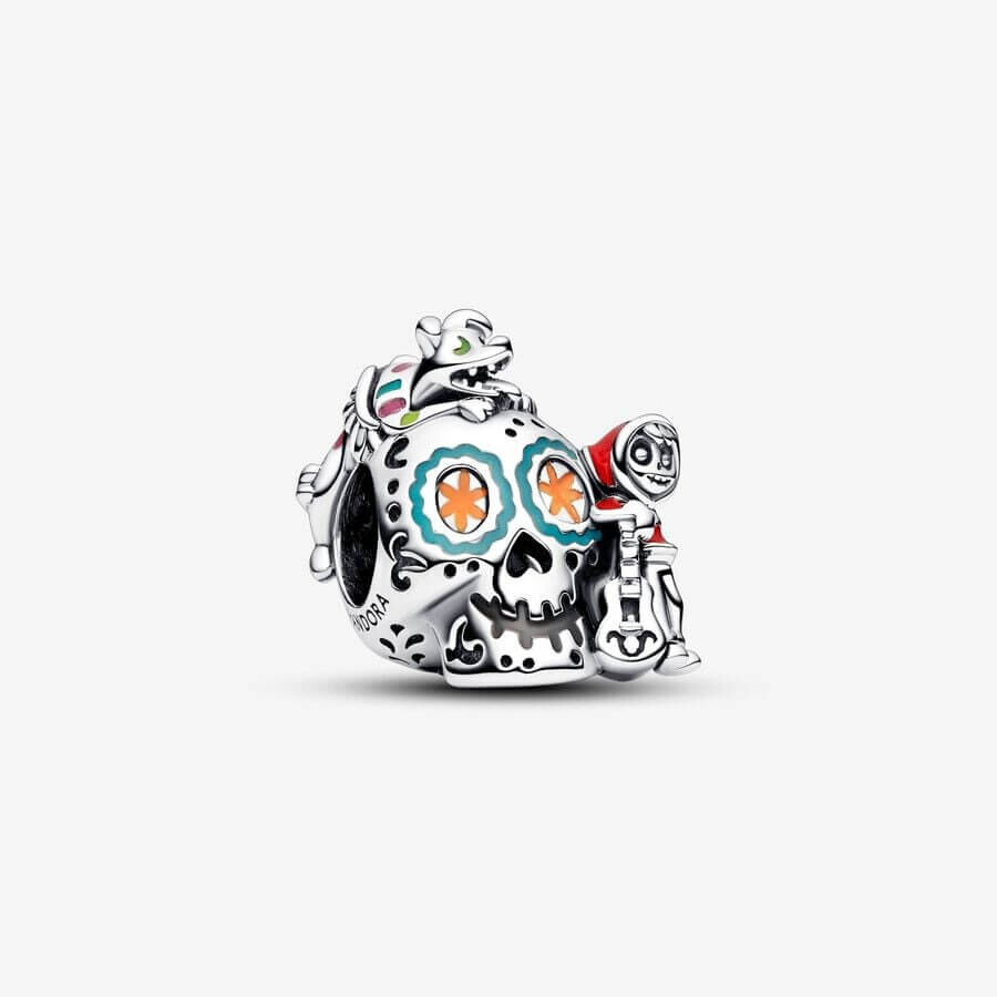 

Шарм Pandora x Disney Pixar Coco Miguel & Dante Skull Glow-In-The-Dark, серебро/мультиколор