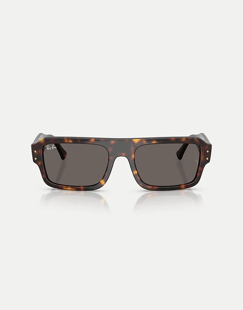 

Солнцезащитные очки Ray-Ban Lukas с прямоугольной оправой и серыми линзами в цвете «гавана»