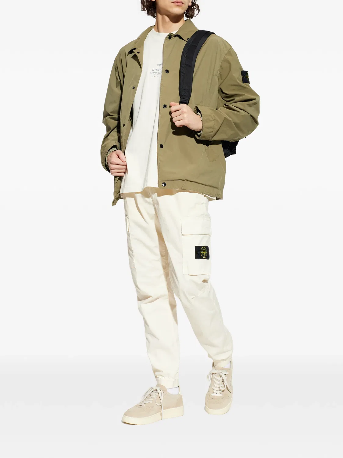 Бомбер с застежкой на пуговицы Stone Island, нейтральные — фото 3