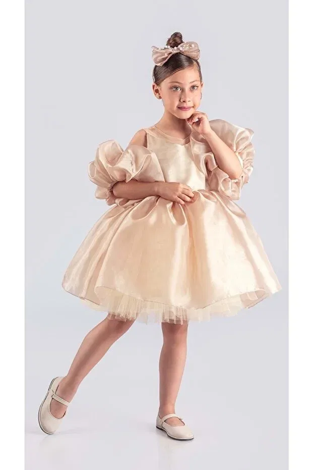 Детское платье для девочек без рукавов Miss California Girl's Evening Dress Mnk Baby&Kids, Cream