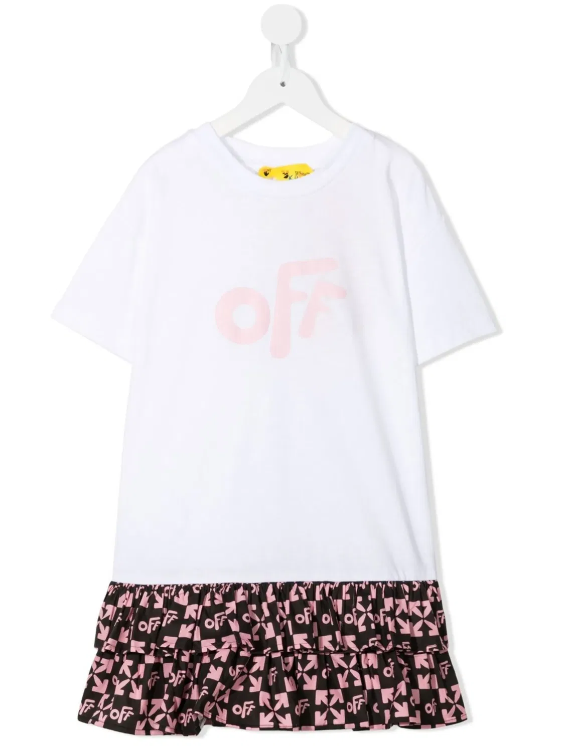 Платье с рюшей и логотипом OFF-WHITE, белый