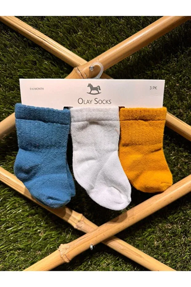 Детские носки для мальчиков набор 3 шт Miniloppoo, Blue-Ecru-Mustard