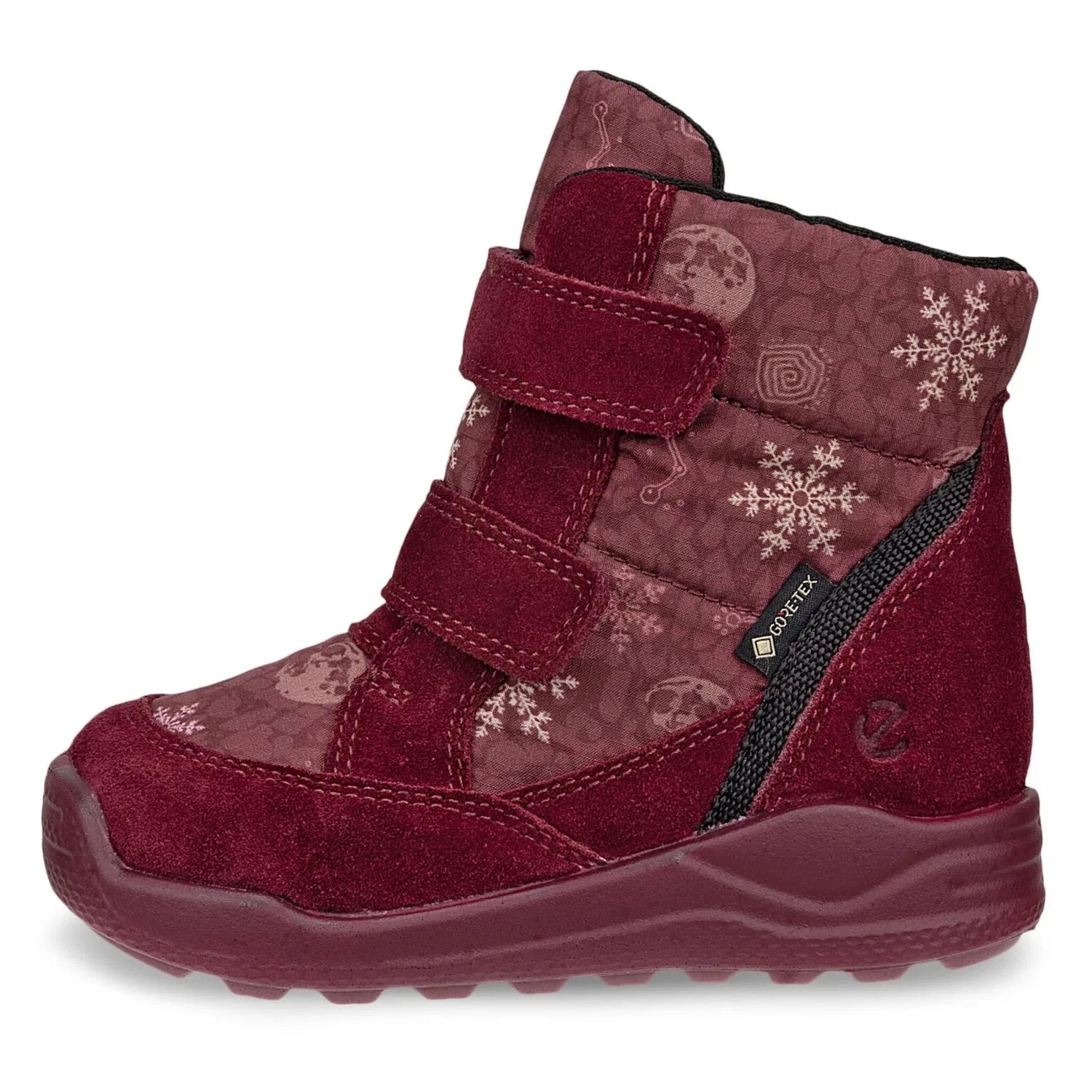 Детские зимние ботинки на липучках Urban Mini Ecco, Dark Red Snowflakes — фото 2