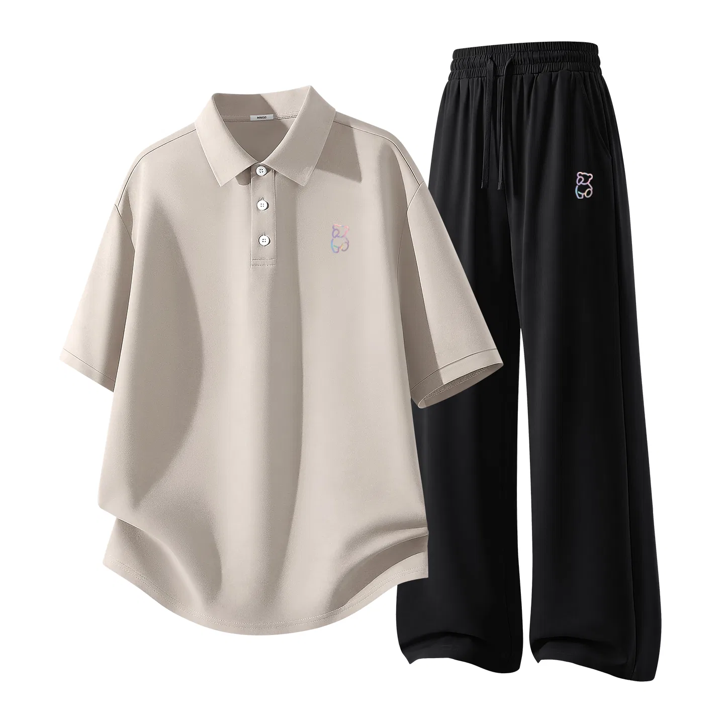 Комплект спортивной одежды детский с принтом MINISO, Gull Gray + Black