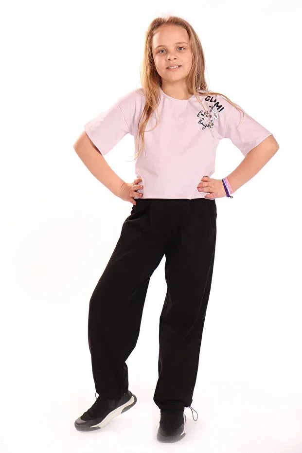 Детский спортивный комплект для девочек с принтом Girl'S text printed tracksuit set Toontoy, Fuchsia