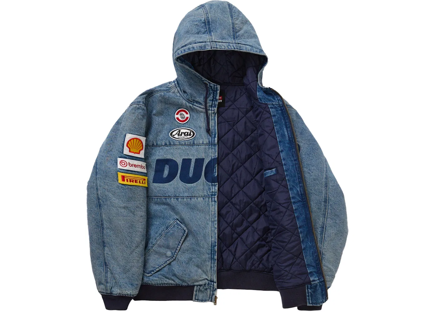 Мужская куртка-худи с принтом Supreme Ducati Hooded Racing Jacket, Denim — фото 2