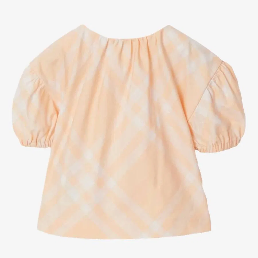 Блуза-трапеция с принтом Kids Sheryl Check Cotton Blouse Burberry, Pastel Peach Ip Chk — фото 2