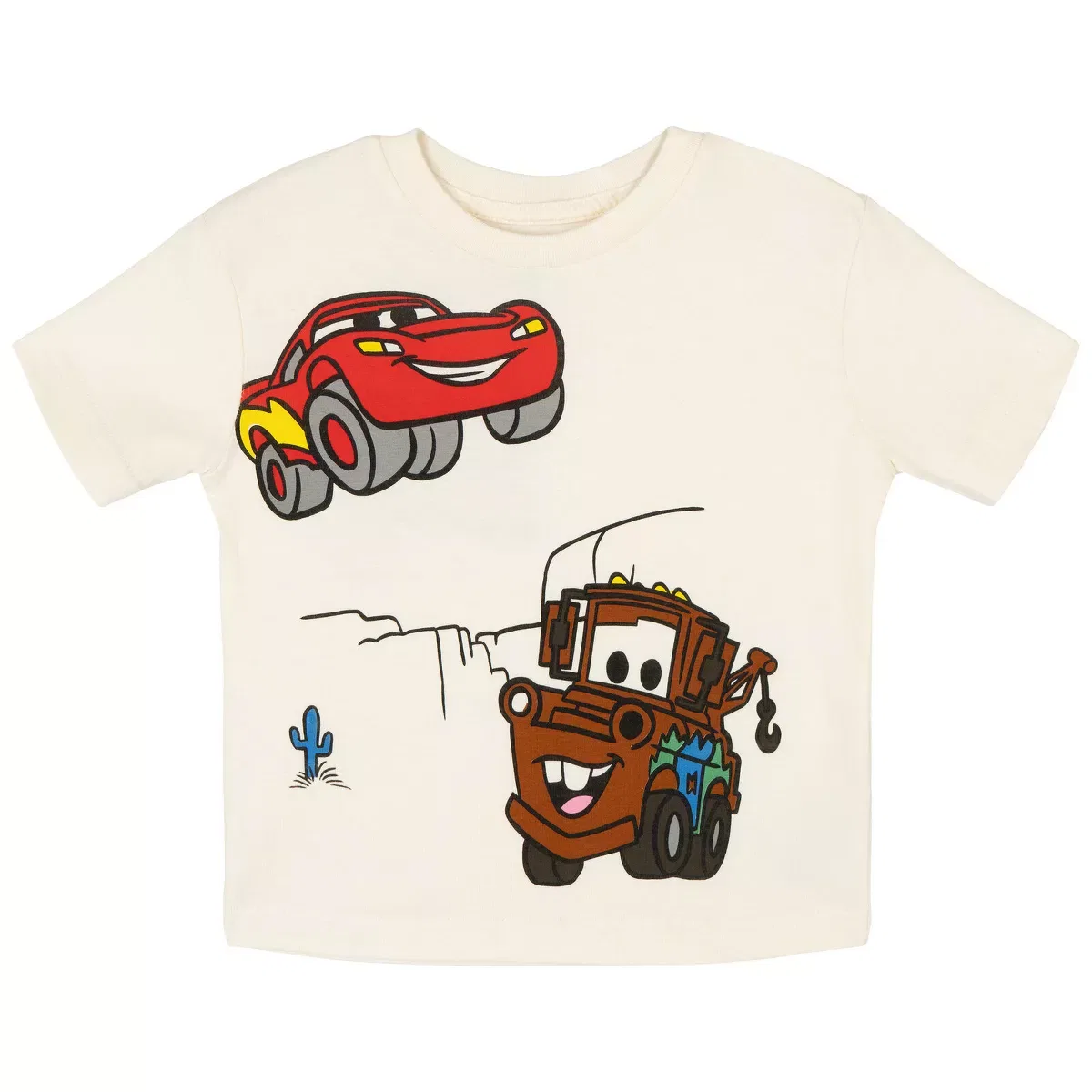 Детский комплект футболки и книги с принтом Lightning McQueen Tow Mater Disney, Cream — фото 2
