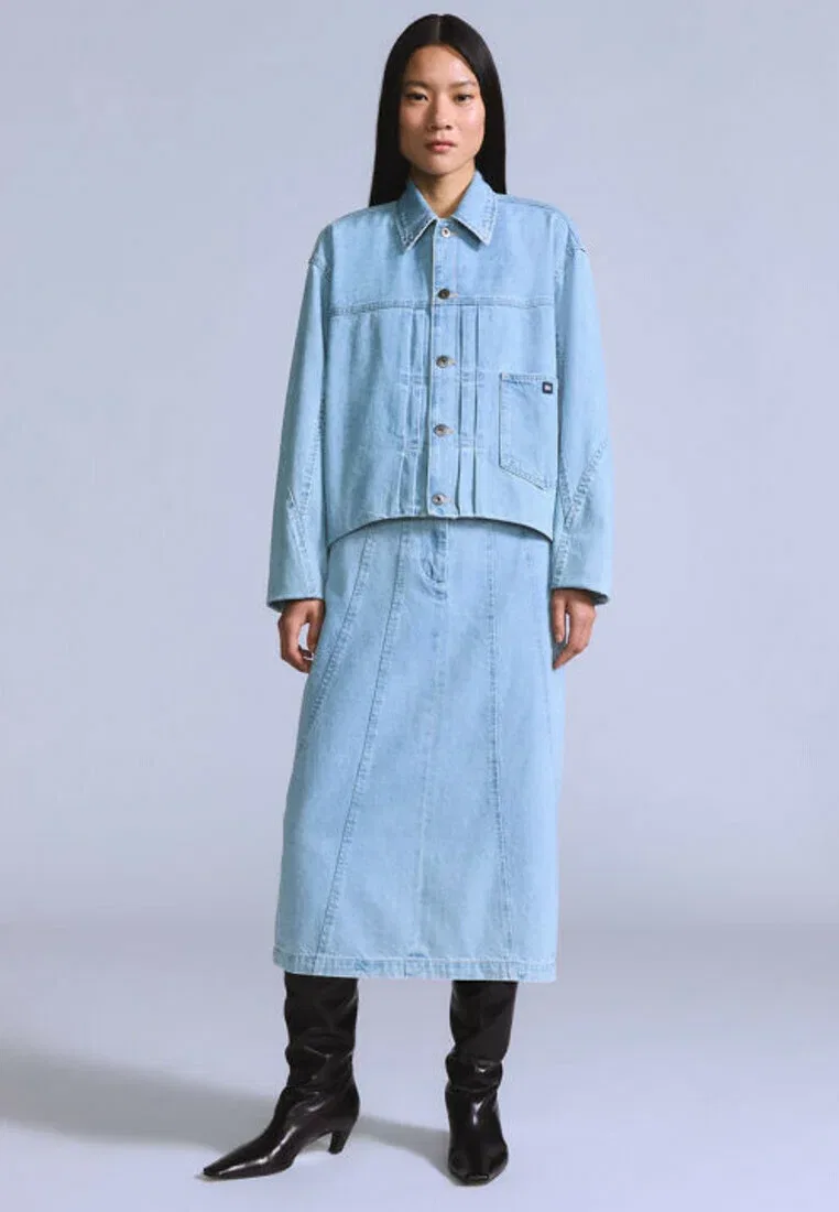 Юбка со швом, синяя, сияющая, джинсовая юбка Levi'S, Blue Radiant Wash - Med Indigo - Flat Finish -