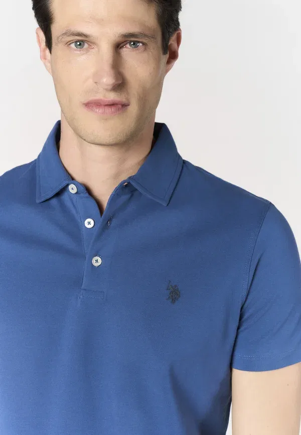 Поло из хлопка U.S. Polo Assn., синий — фото 4