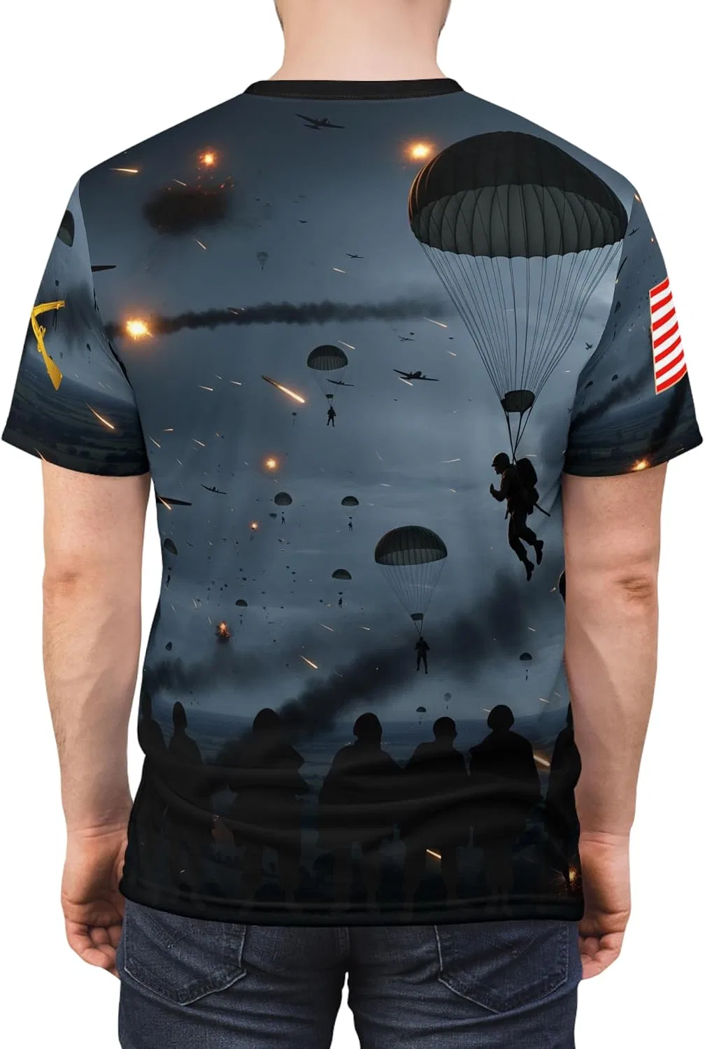 Футболка с принтом D-Day Combat Jump Generic, Black Stitching — фото 4