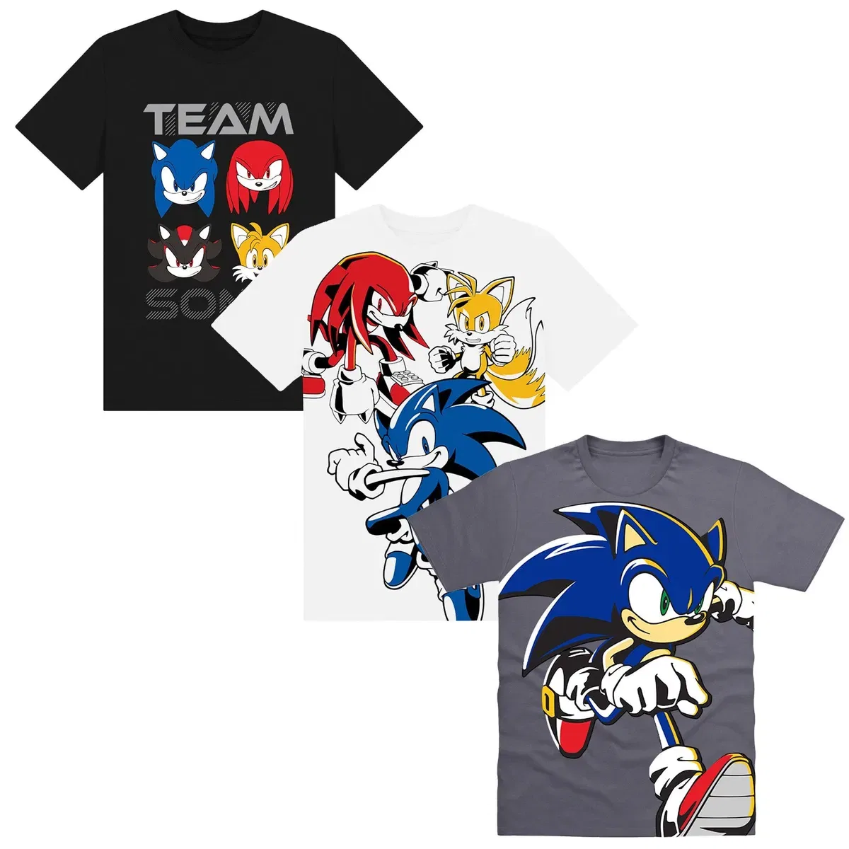 Детская футболка с принтом Team Sonic Characters Sonic The Hedgehog, Multi