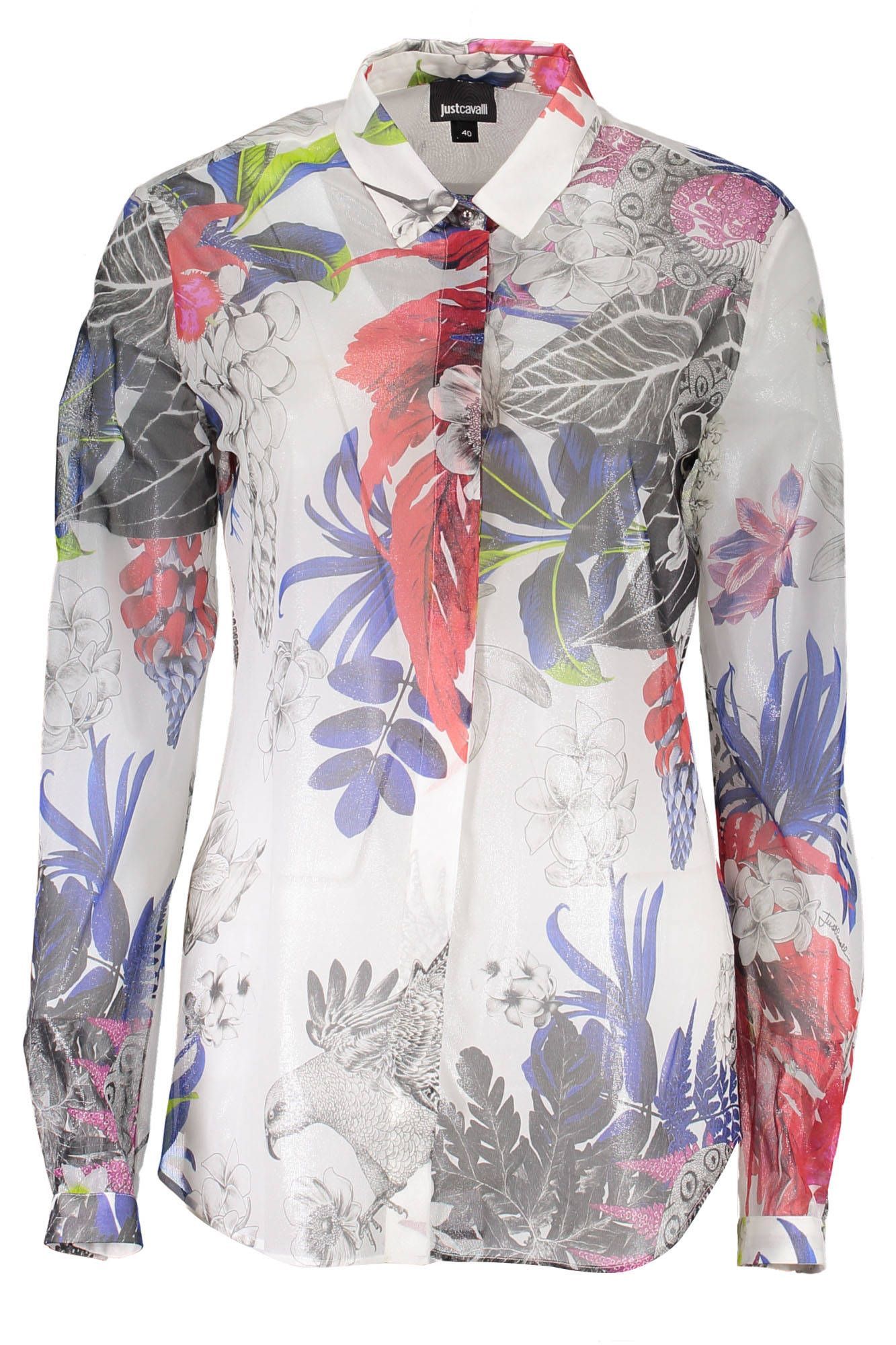 

Белая шелковая женская рубашка Just Cavalli