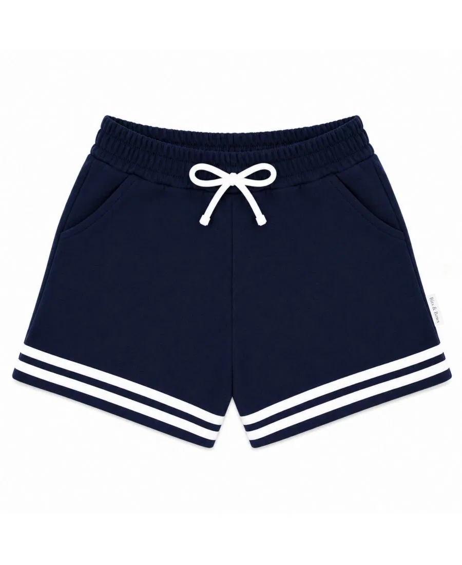 Шорты с полосками Varsity Navy/White Bits & Bows, Navy/White