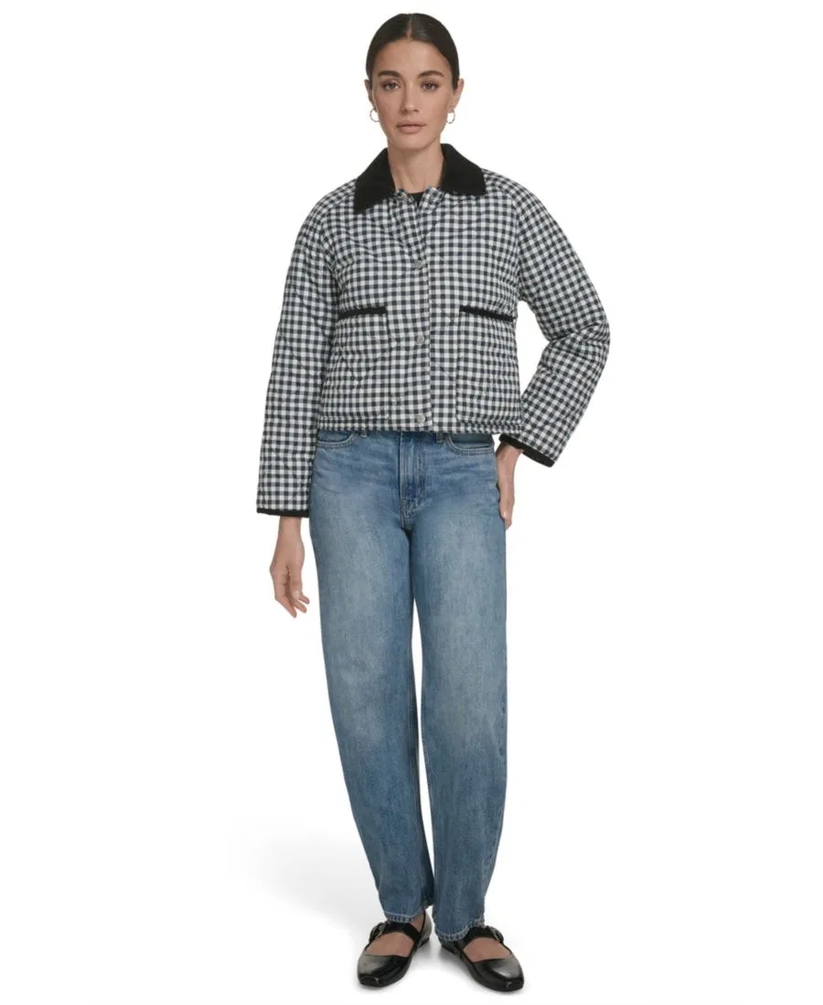 Женская куртка Diamond Quilted из легкого нейлона Levi's, Black/White Gingham — фото 3