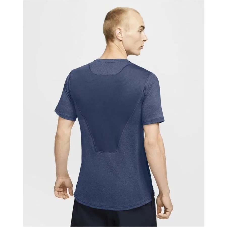 Футболка спортивная с коротким рукавом Nike Pro Short Sleeve, Темно-синий/Стальной — фото 2