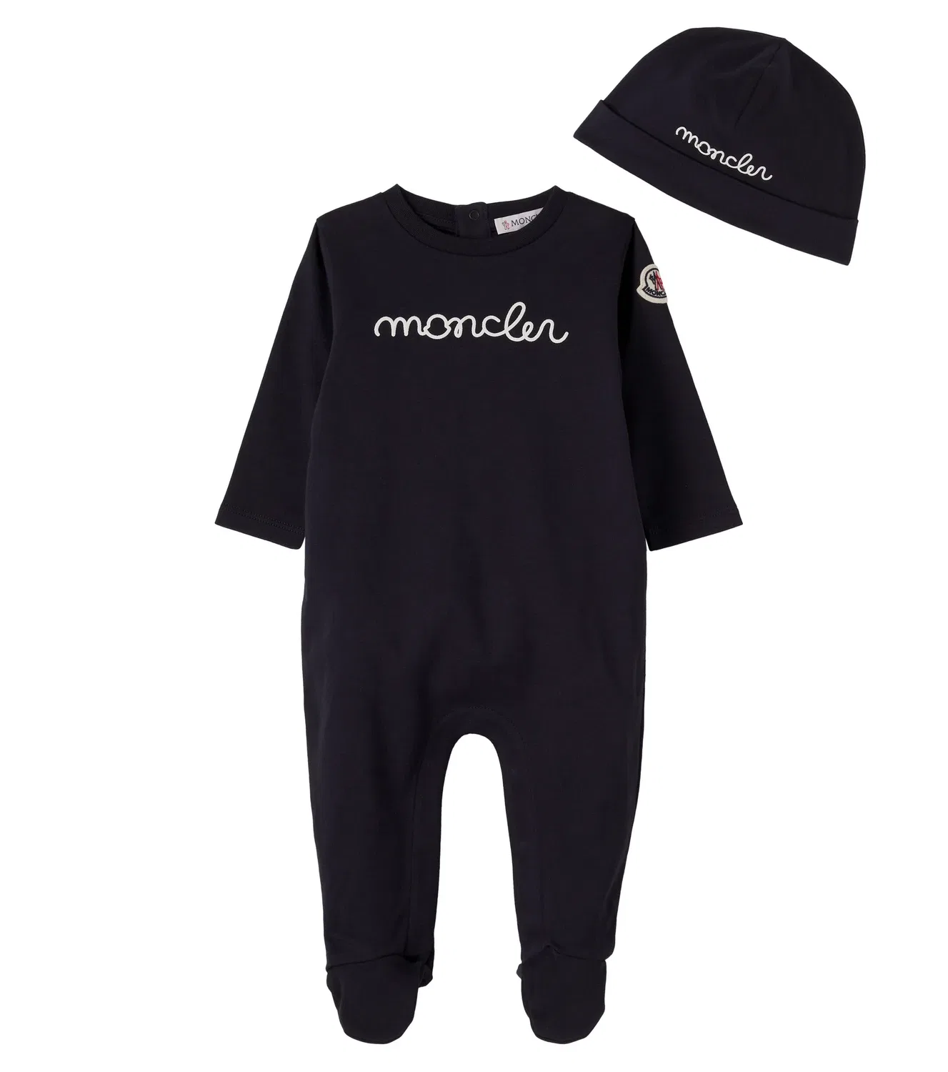 Комплект из боди и шапочки хлопковый Moncler Enfant, синий