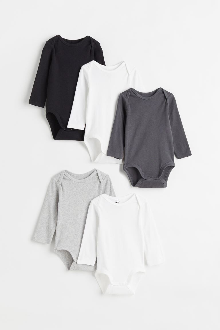 

5 комплектов боди H&M, белый/серый/черный