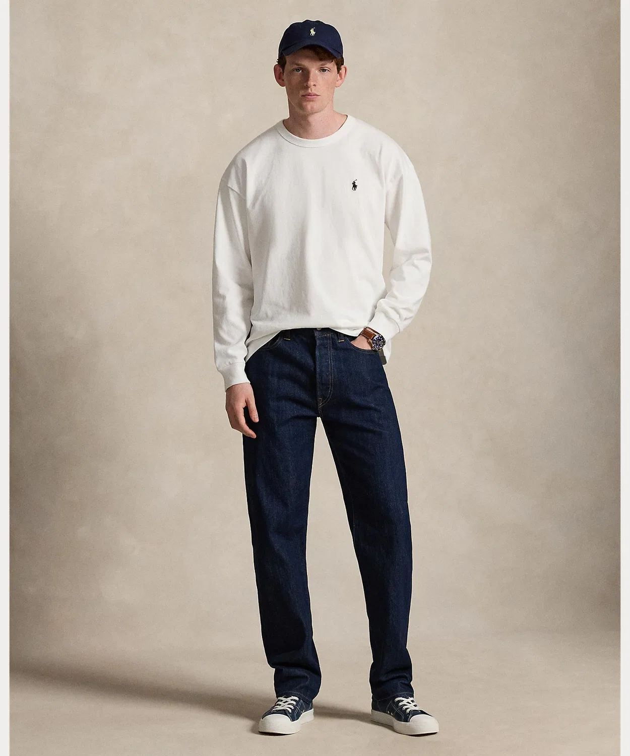 Мужская футболка с длинным рукавомRelaxed Fit POLO RALPH LAUREN, White — фото 3