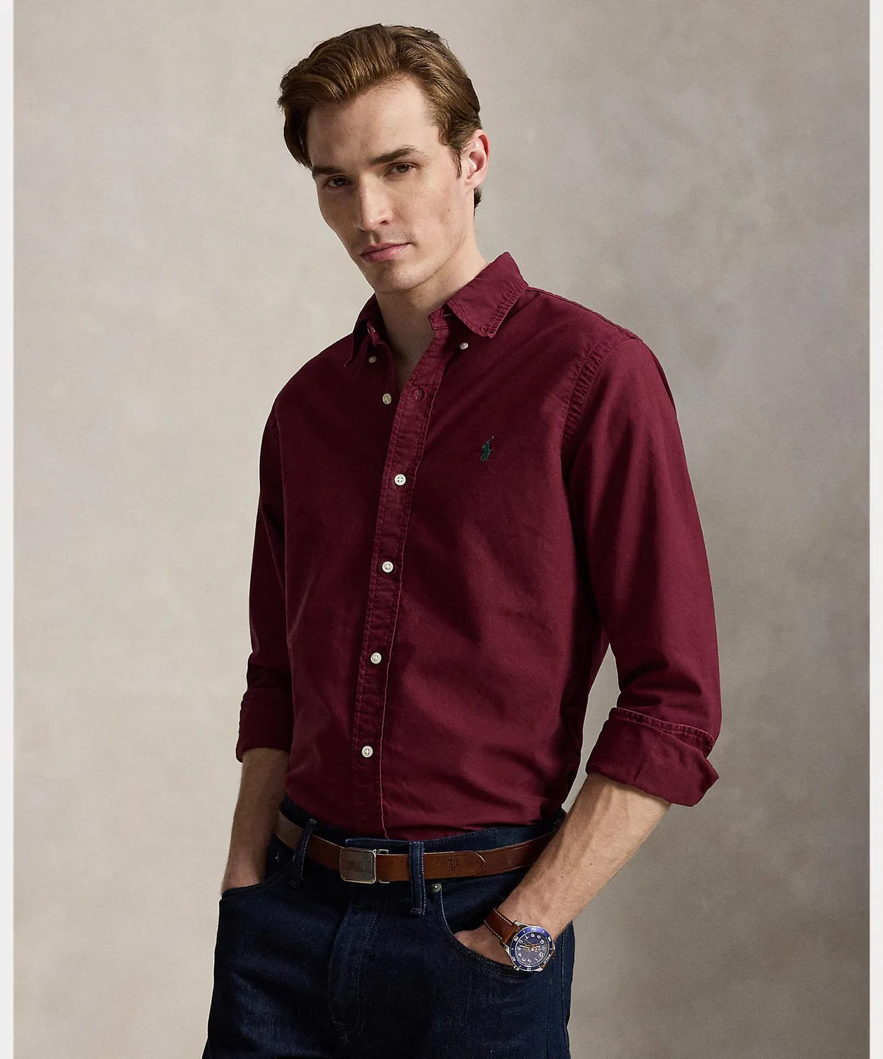 Мужская рубашка оксфорд с длинным рукавом классическая POLO RALPH LAUREN, Red