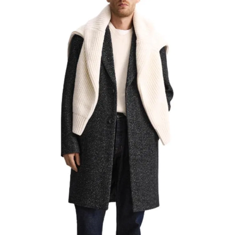Мужское пальто с лацканами прямого кроя Gray ZARA, Серый — фото 4