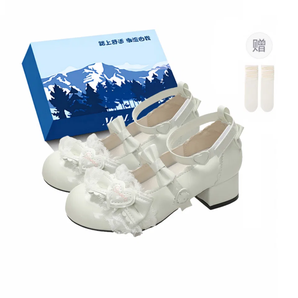 Детские кожаные туфли для девочек XIAOLUMILI, White Exclusive Shoe Box