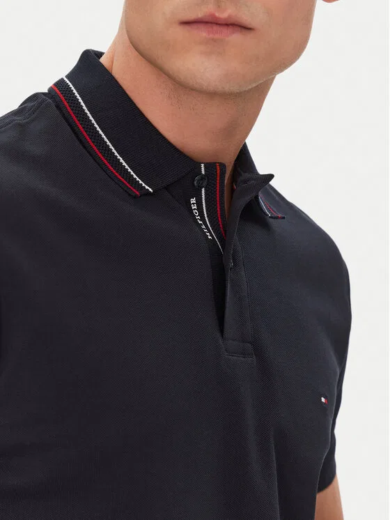 Поло regular fit Placket Interest Tommy Hilfiger, темно-синий — фото 4